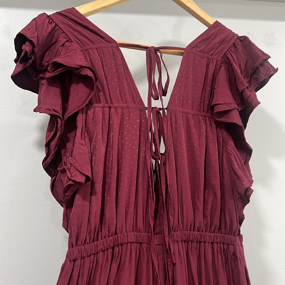 Madewell Wine Red Flutter-Sleeve Jumpsuit - Picture 6 of 14